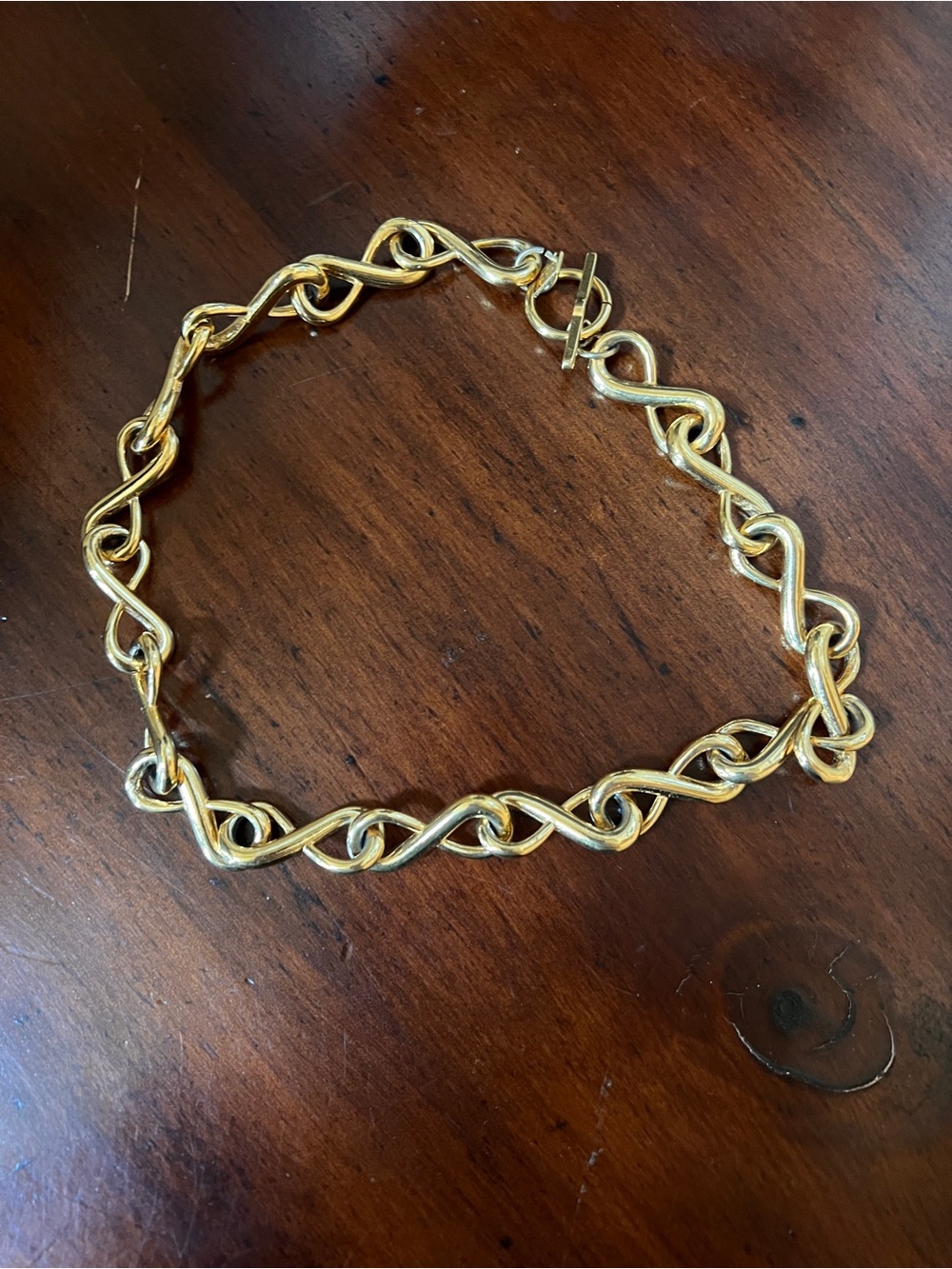 Vintage Anne Klein Gold Tone Necklace Links Chain Lion Head Logo  16" Toggle - Picture 2 of 5